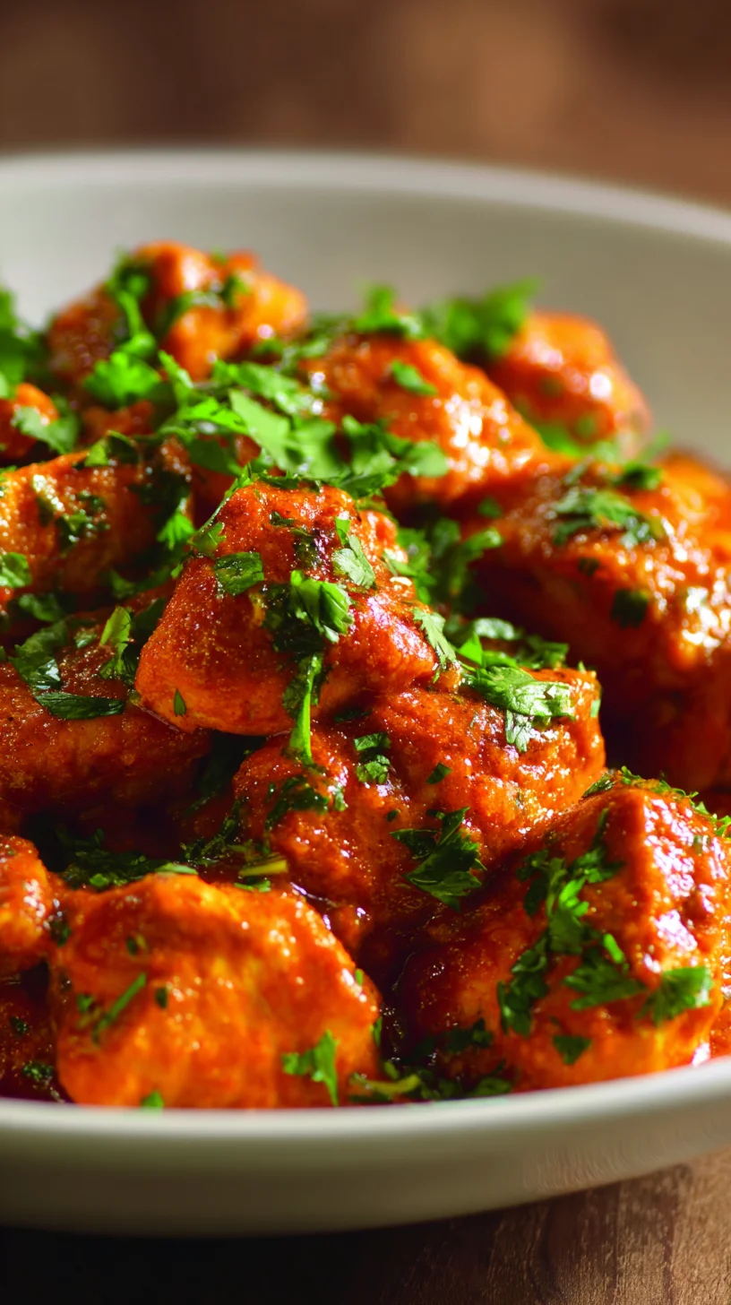 Creamy, vibrant butter chicken dish. Creamy, vibrant butter chicken dish.