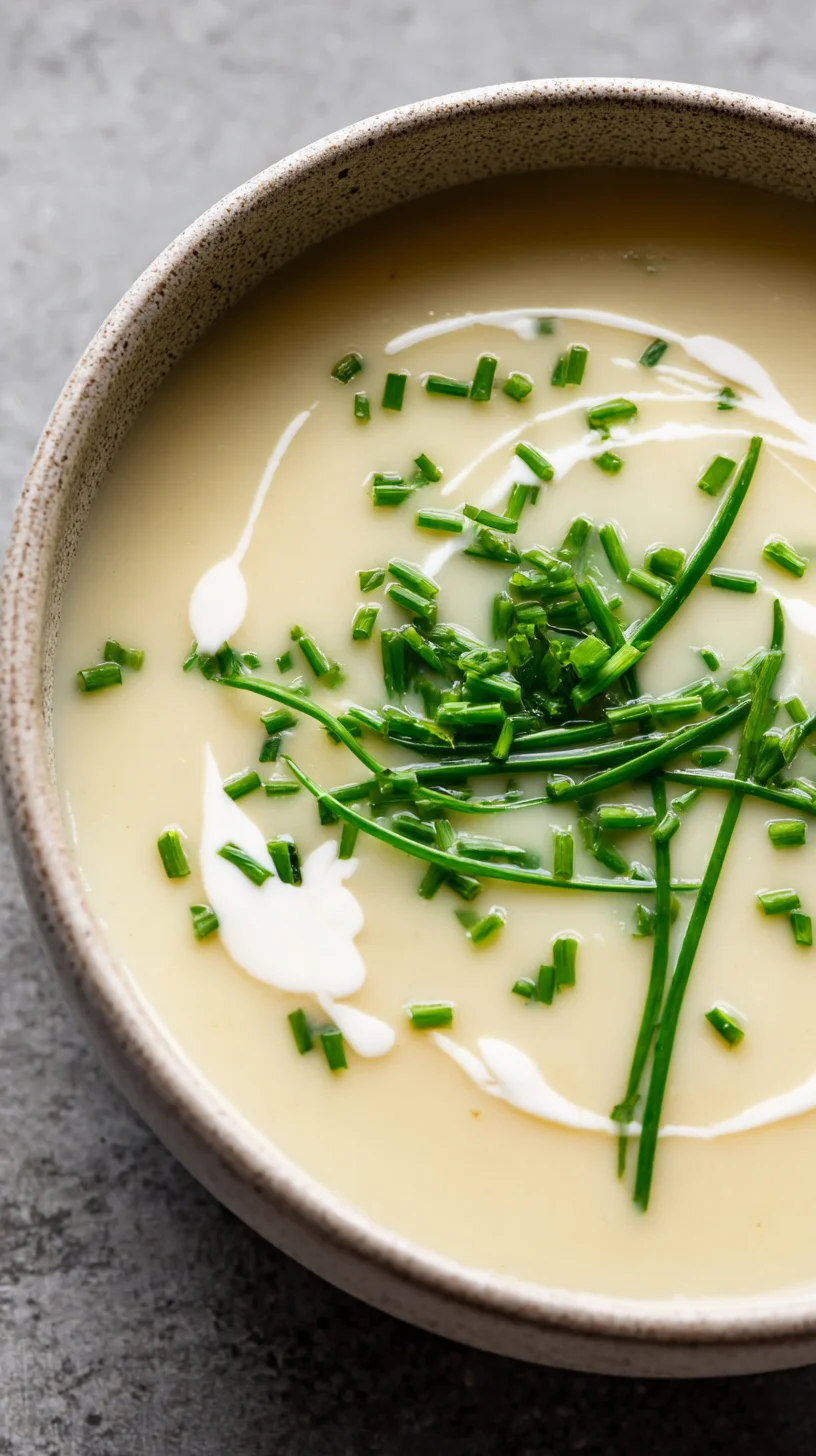 Creamy potato soup in a white bowl.