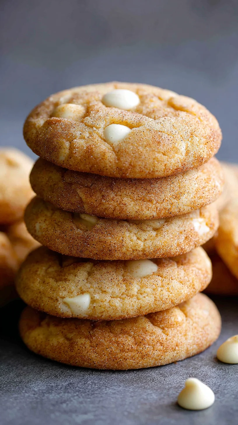 White chocolate pumpkin snickerdoodles on a plate.