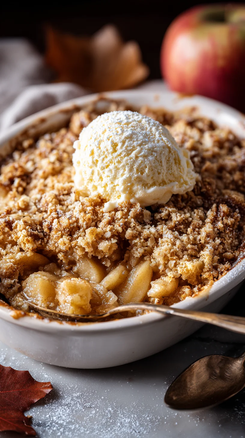 Golden baked apple crumble. Golden baked apple crumble.