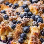Best Blueberry French Toast Casserole with Crumb Topping | Easy Brunch Recipe