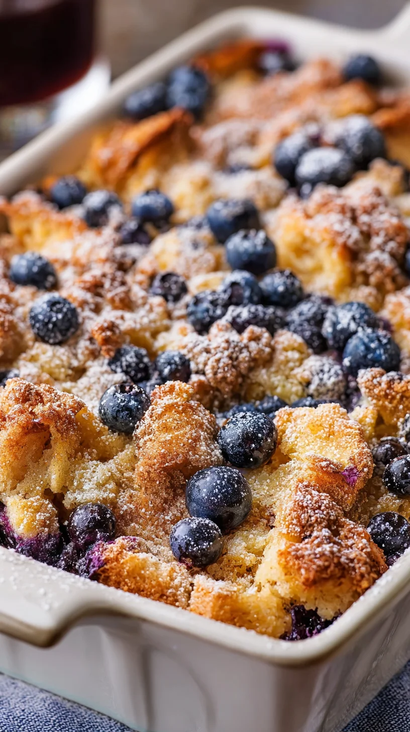 Golden blueberry French toast casserole