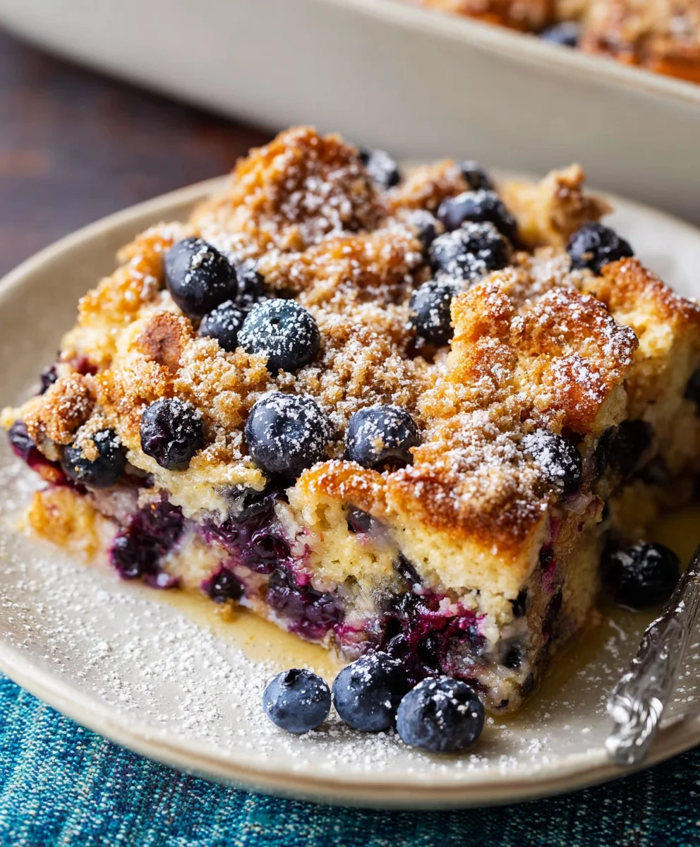 Best Blueberry French Toast Casserole with Crumb Topping | Easy Brunch Recipe