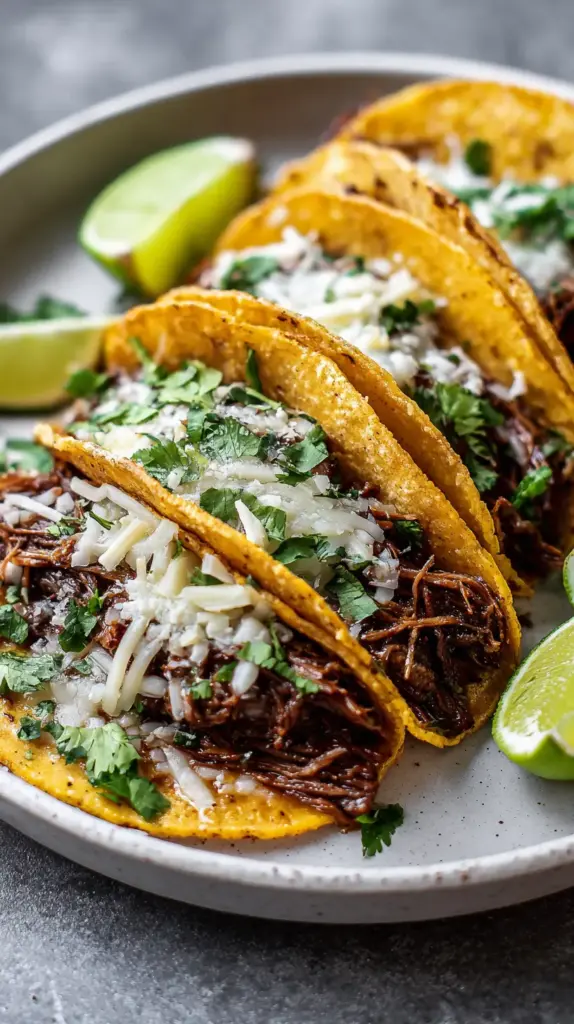 Birria tacos with dipping consommé.
