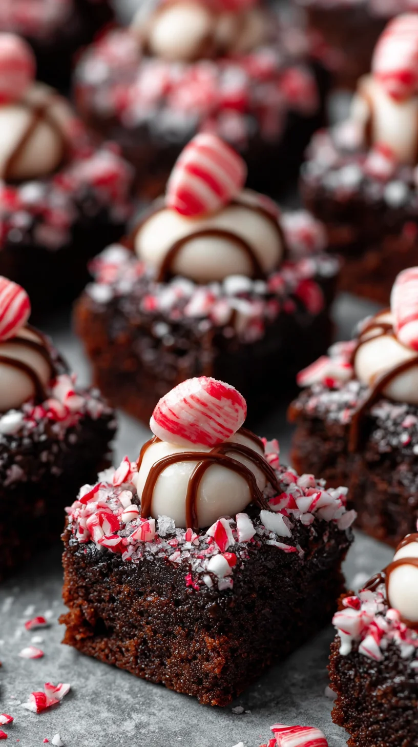 Candy cane kiss brownie bites, a party favorite.