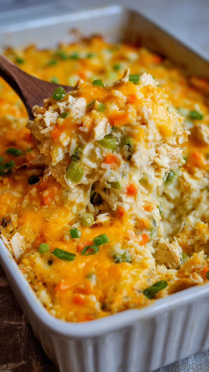 Cheesy chicken and rice casserole, ready to bake. Cheesy chicken and rice casserole, ready to bake.