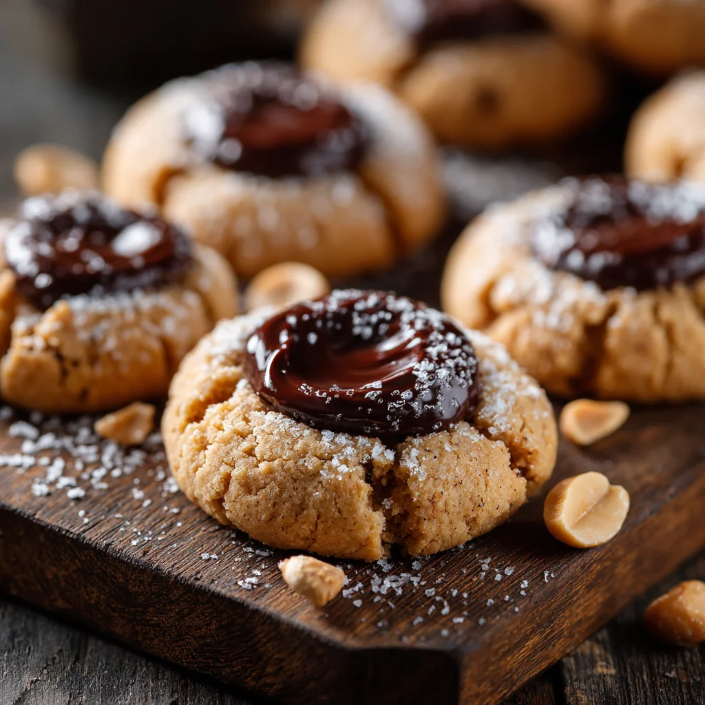Chocolate Thumbprint Peanut Butter Cookies | Easy Peanut Butter Chocolate Treats