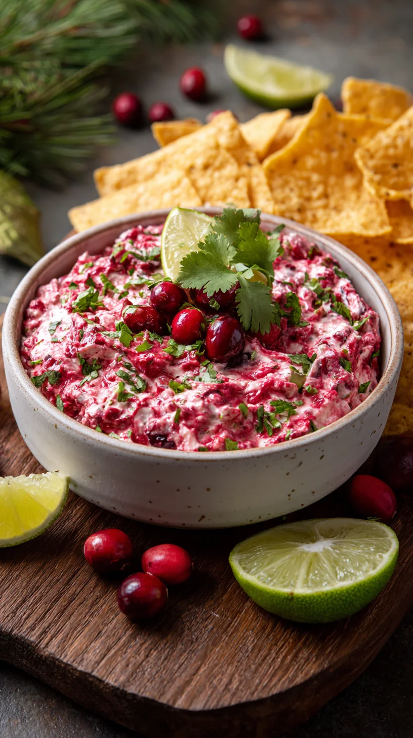 Cranberry jalapeno dip with visible cranberries and pepper.
