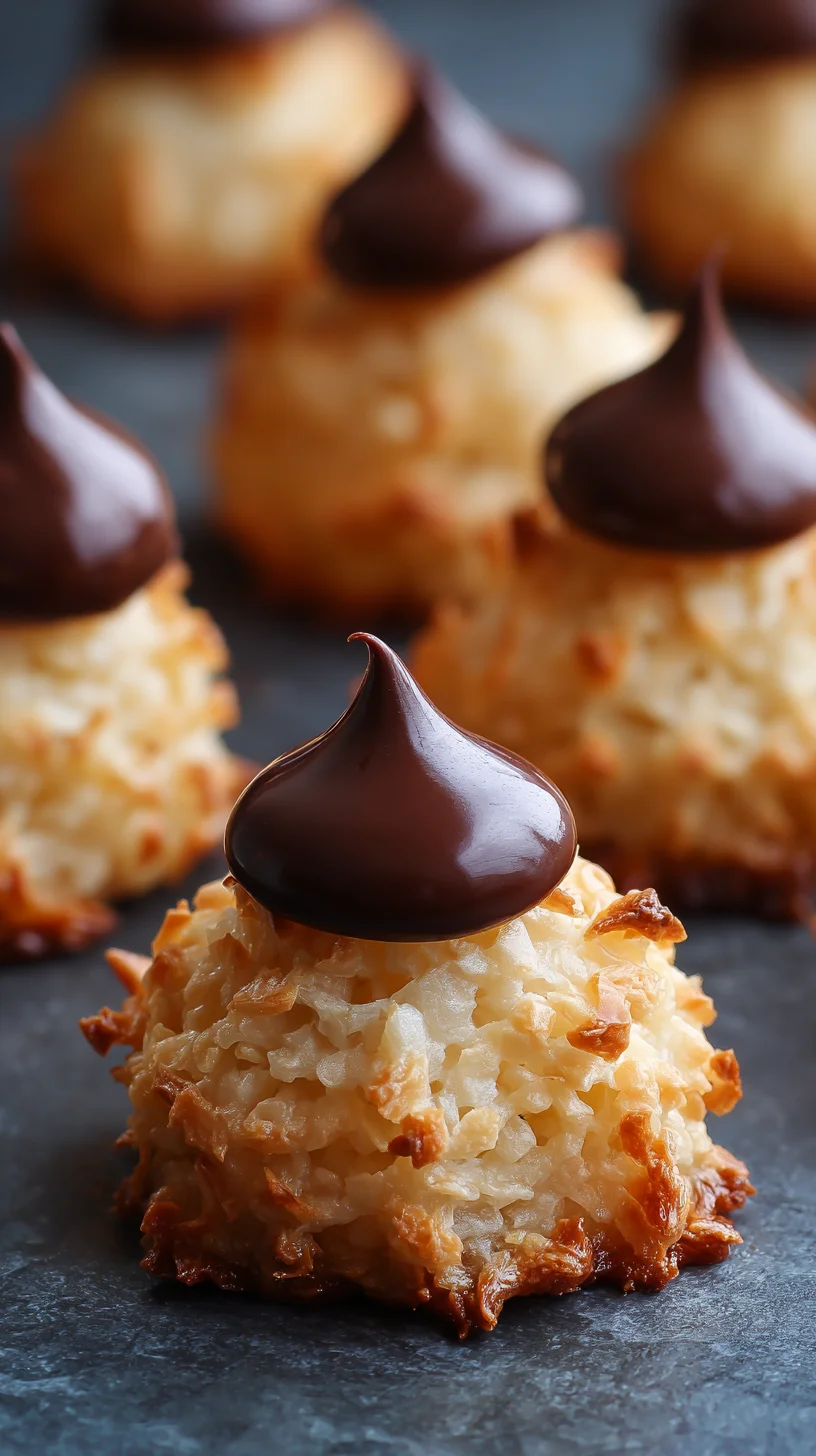 Coconut macaroon chocolate blossoms, enticing flavor combination. Coconut macaroon chocolate blossoms, enticing flavor combination.