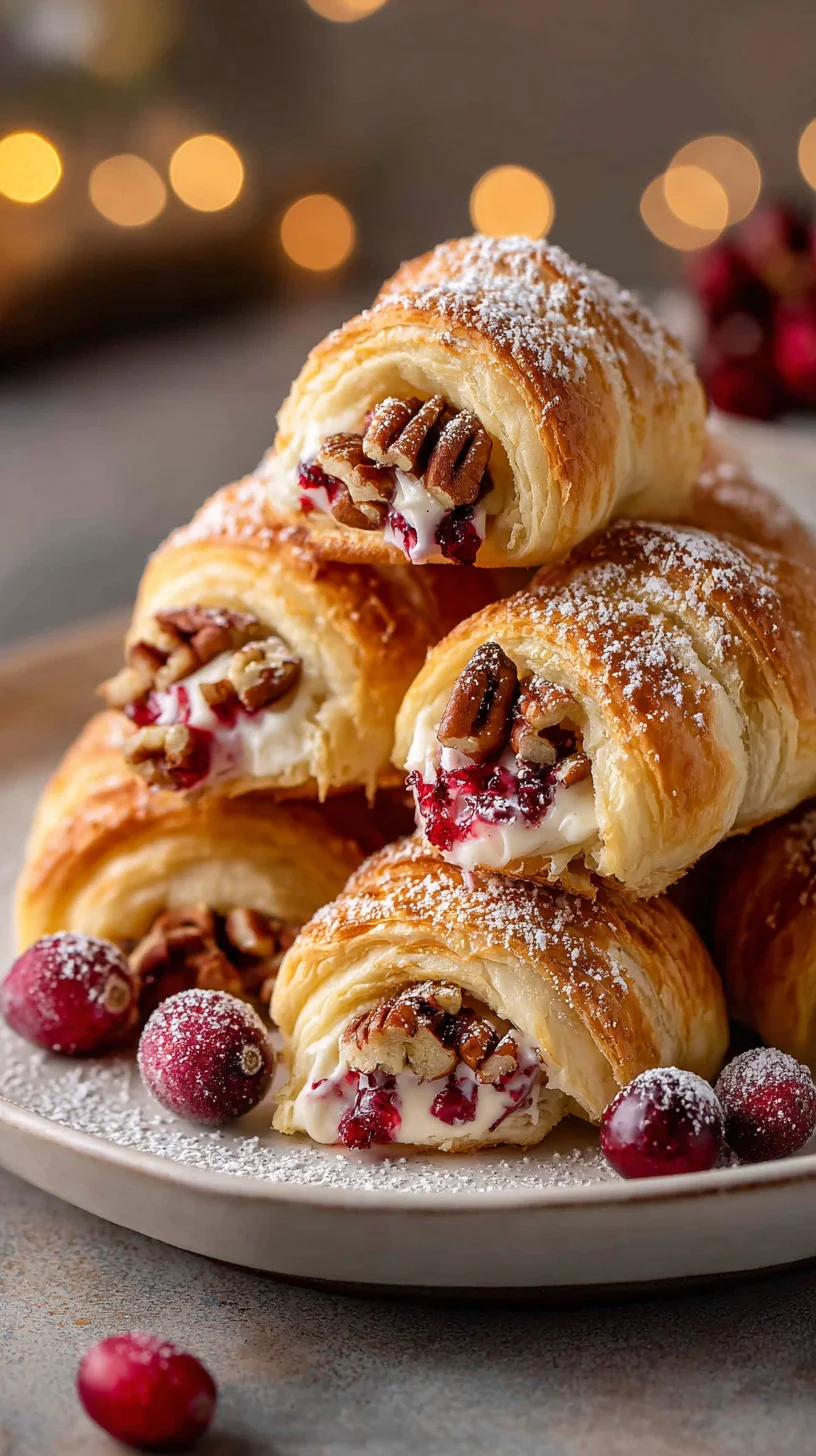 Cranberry cream cheese crescent bites on a plate.