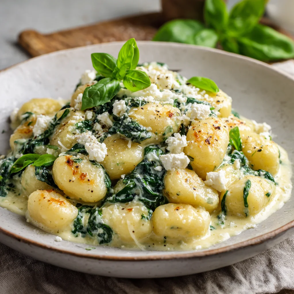 Creamy Gnocchi with Spinach & Feta | Quick & Easy Dinner
