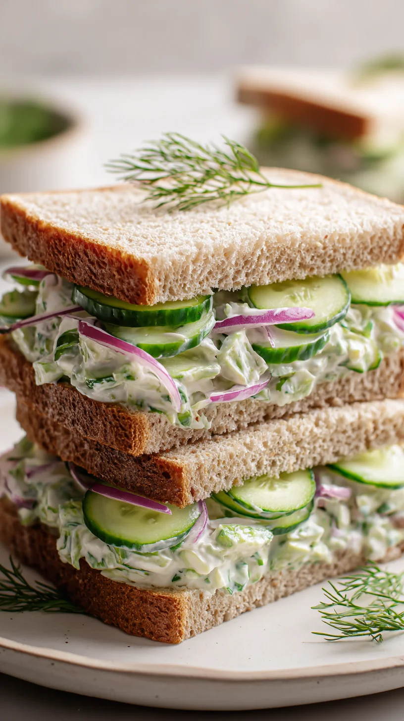 Delicious cucumber salad sandwiches.
