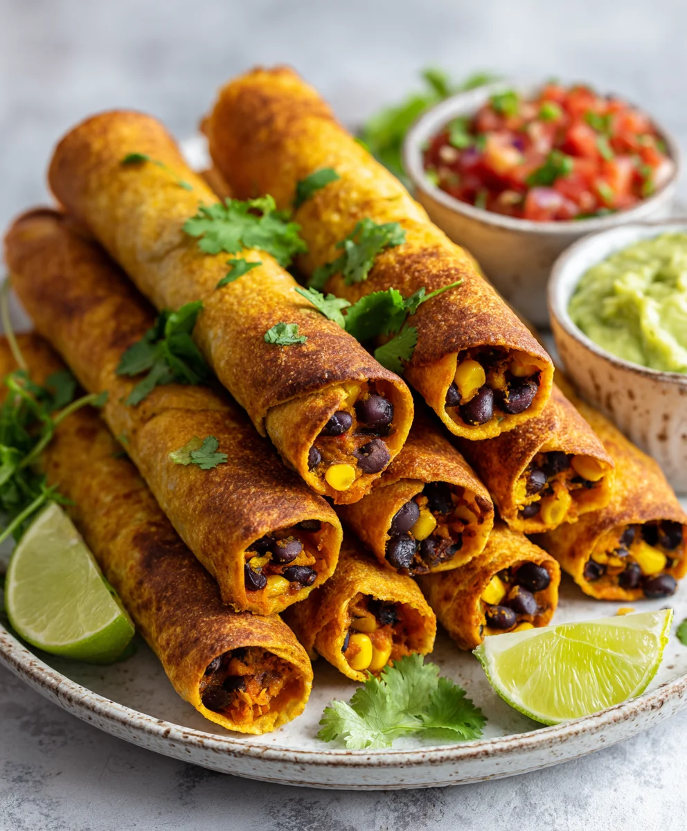 Easiest Vegan Taquitos Recipe - 10 Minutes & SO Crispy!