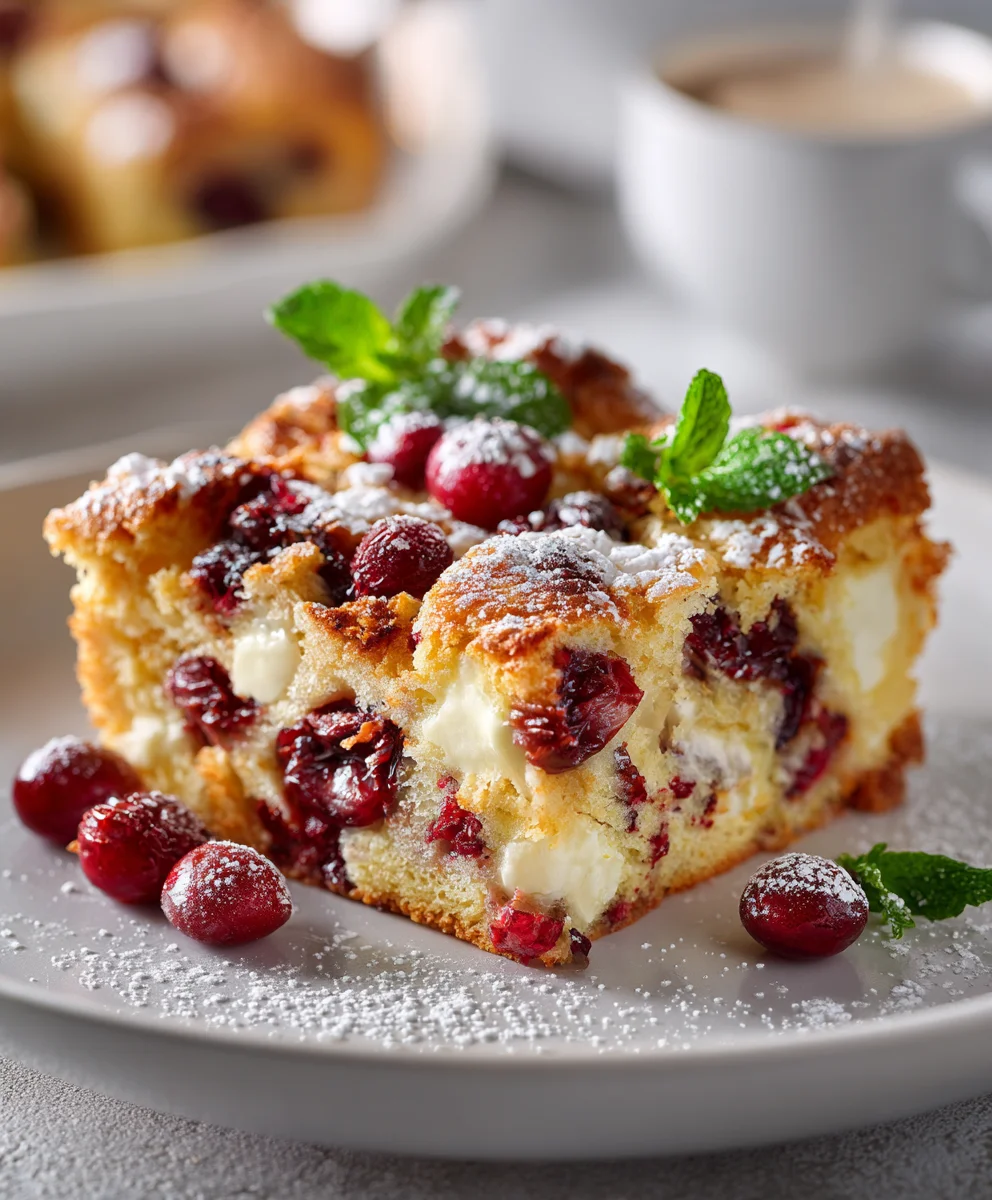 Festive traybake dessert with red cherries and white chocolate pieces.