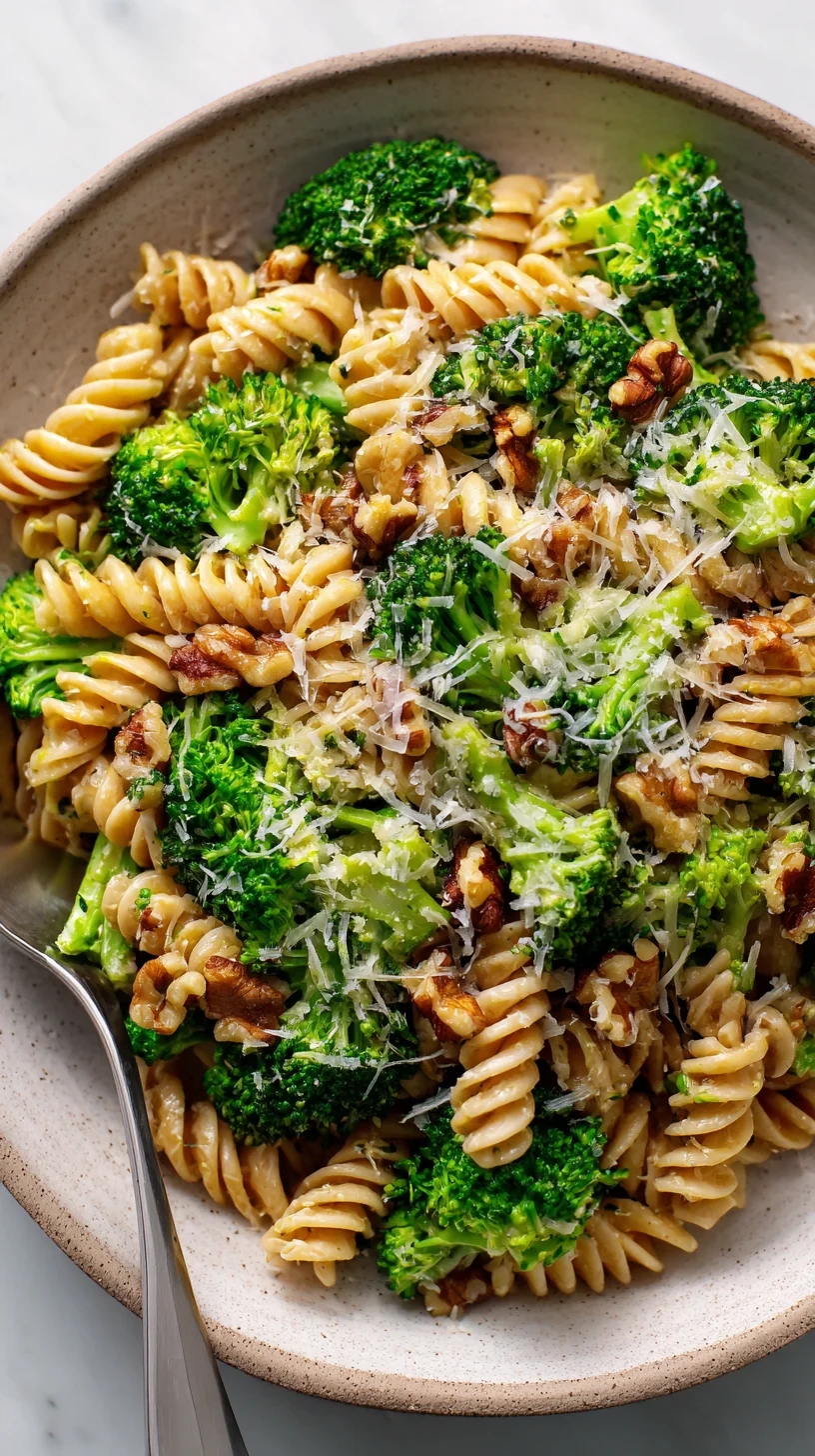 Healthy broccoli pasta dish.