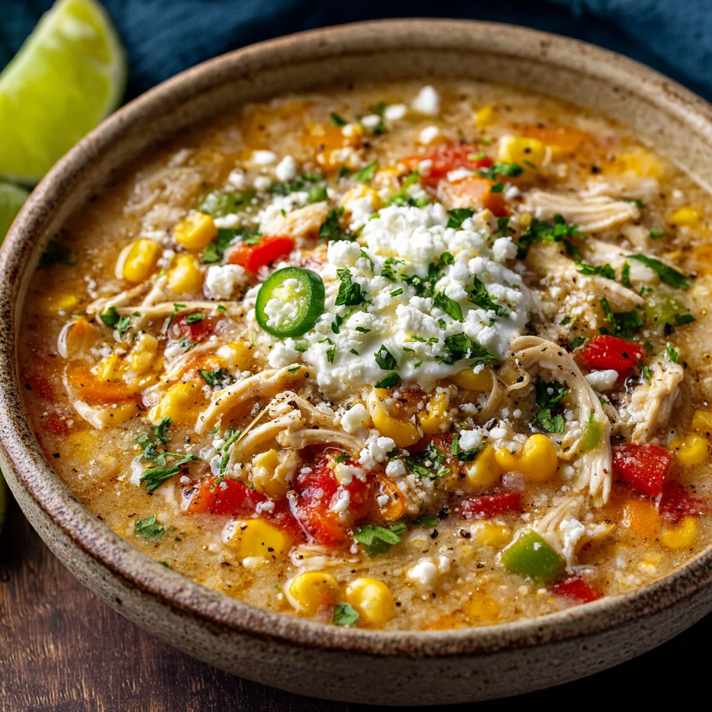 Easy Mexican Street Corn Chicken Chili - Quick & Flavorful!