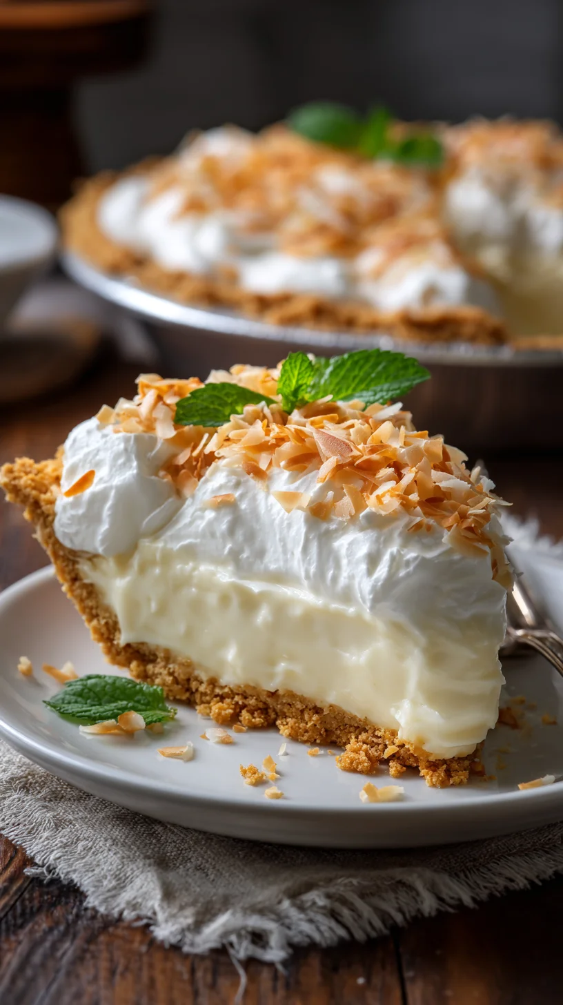 Creamy coconut dessert pie. Creamy coconut dessert pie.