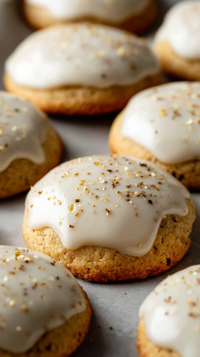 Glazed eggnog cookies sprinkled with nutmeg.