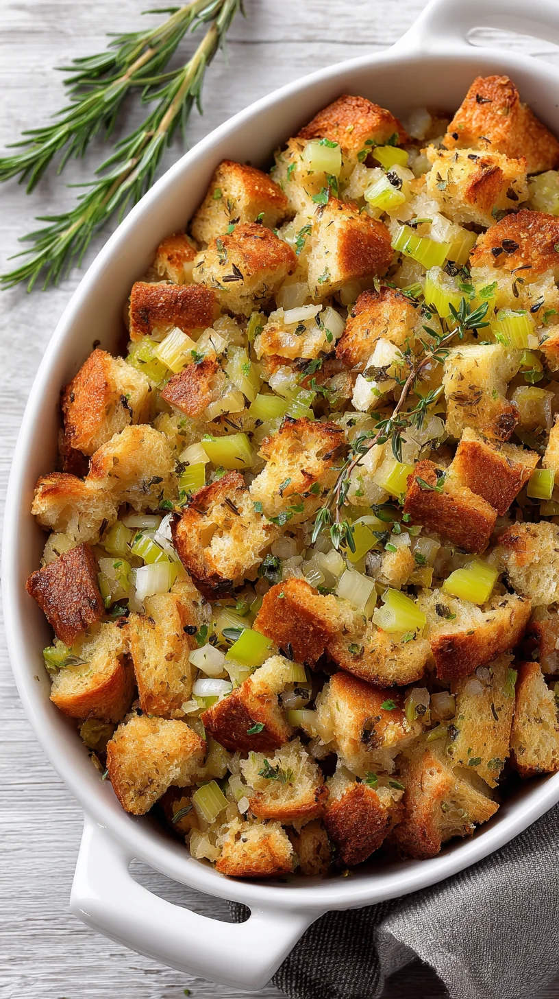 A dish of Grandma's Thanksgiving stuffing.