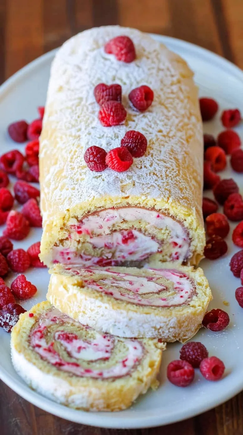 Cake roll with cherry cheesecake filling