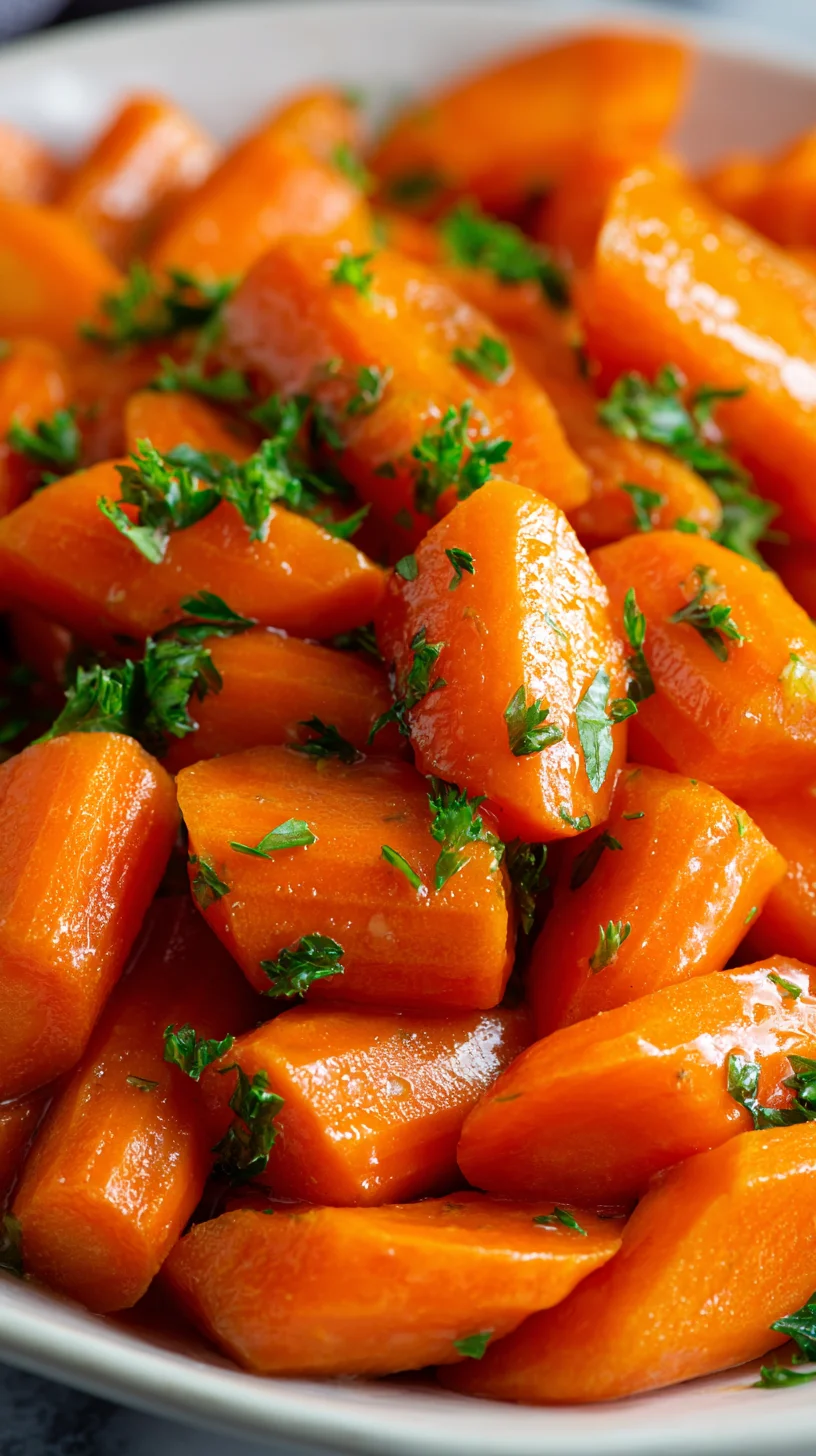 Close-up of perfectly tender Instant Pot carrots coated in a rich, silken glaze, highlighting their vibrant orange hue.