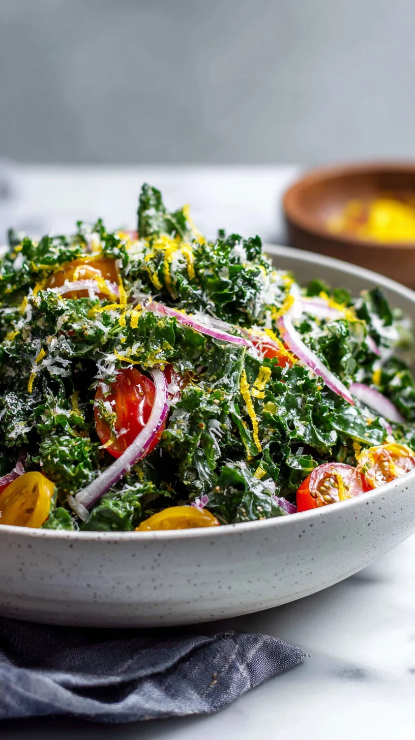 Kale salad with shaved Parmesan and lemon wedges. Kale salad with shaved Parmesan and lemon wedges.