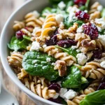 Nutritious Spinach Pasta Salad with Feta & Cranberries | Healthy & Easy Lunch Idea