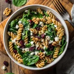 Nutritious Spinach Pasta Salad with Feta & Cranberries | Healthy & Easy Lunch Idea