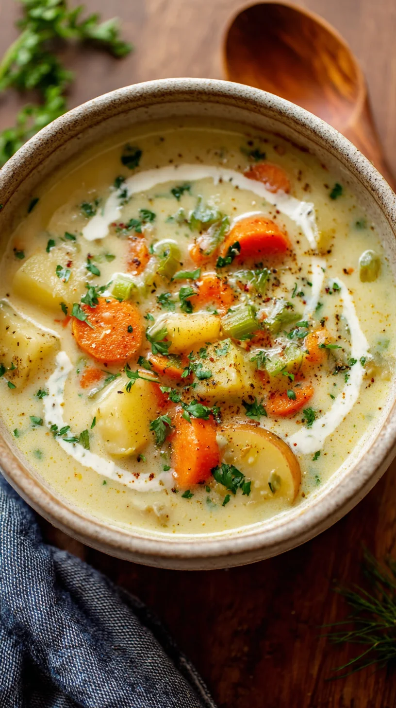 Vegetable soup simmering in a single pot.