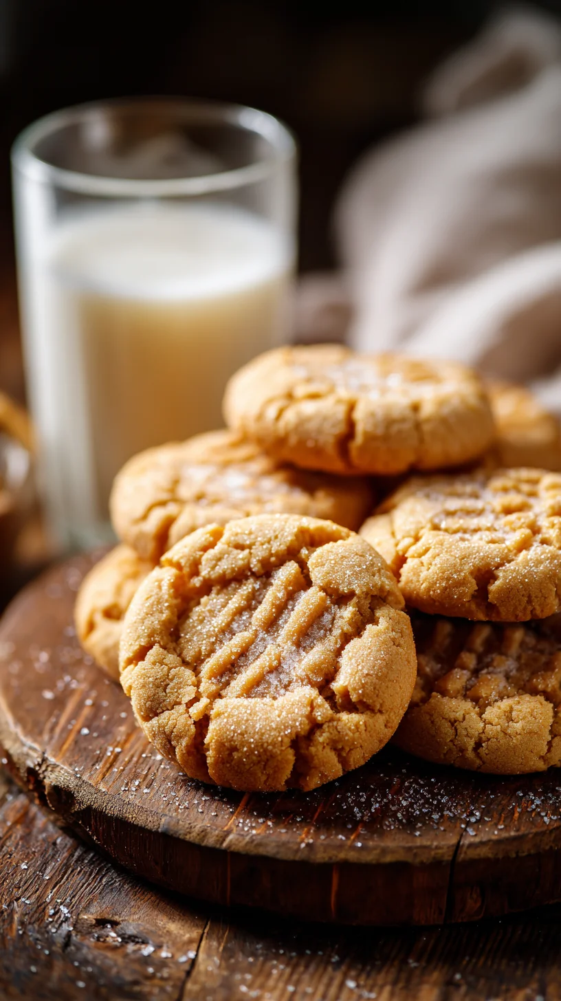 Peanut butter crinkle cookies dusted with powdered sugar.