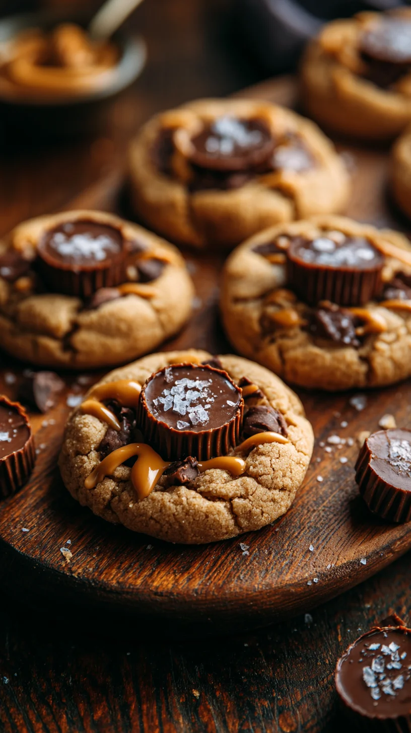 A plate of warm peanut butter cup cookies.