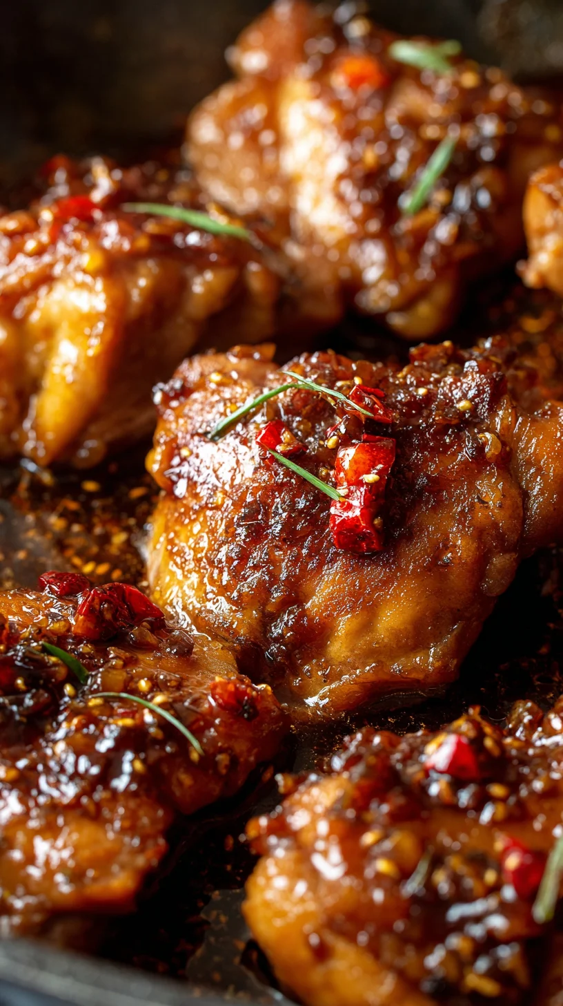 Teriyaki chicken glistening in pressure cooker sauce. Teriyaki chicken glistening in pressure cooker sauce.