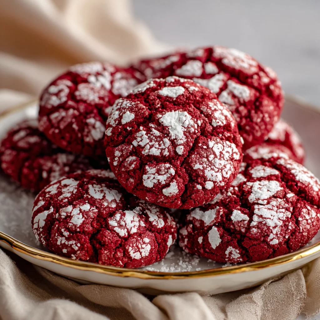 Decadent Red Velvet Crinkle Cookies Recipe | Soft & Chewy Dessert