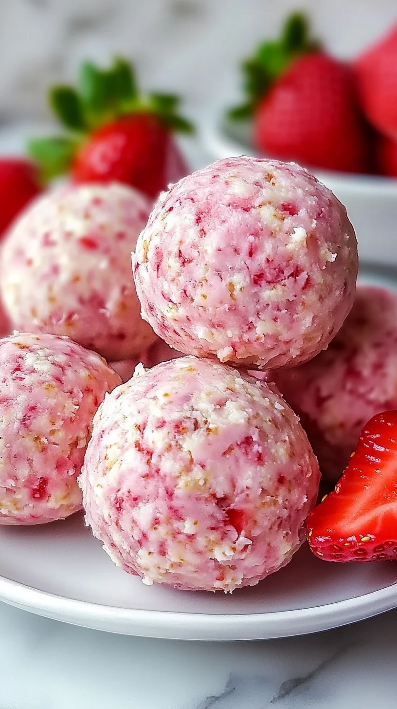 Strawberry cheesecake protein balls.