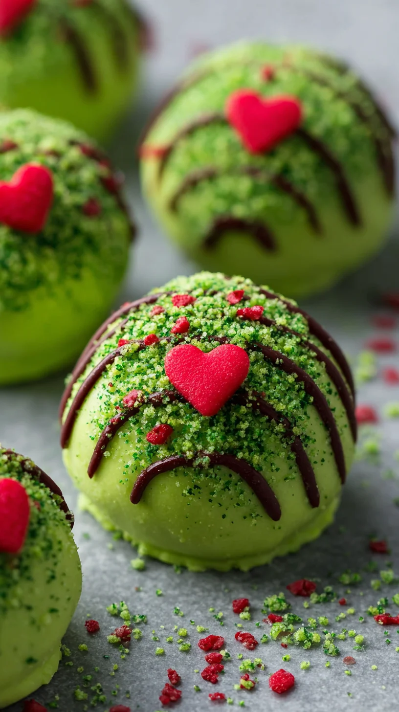 Vibrant green Grinch truffles. Vibrant green Grinch truffles.