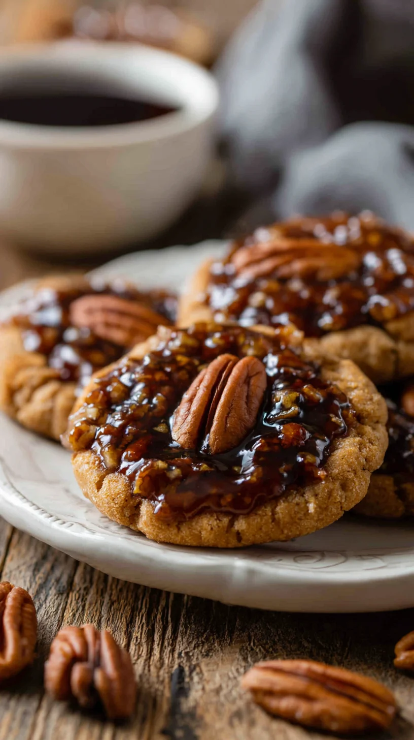 Plate of delicious pecan pie cookies. Plate of delicious pecan pie cookies.