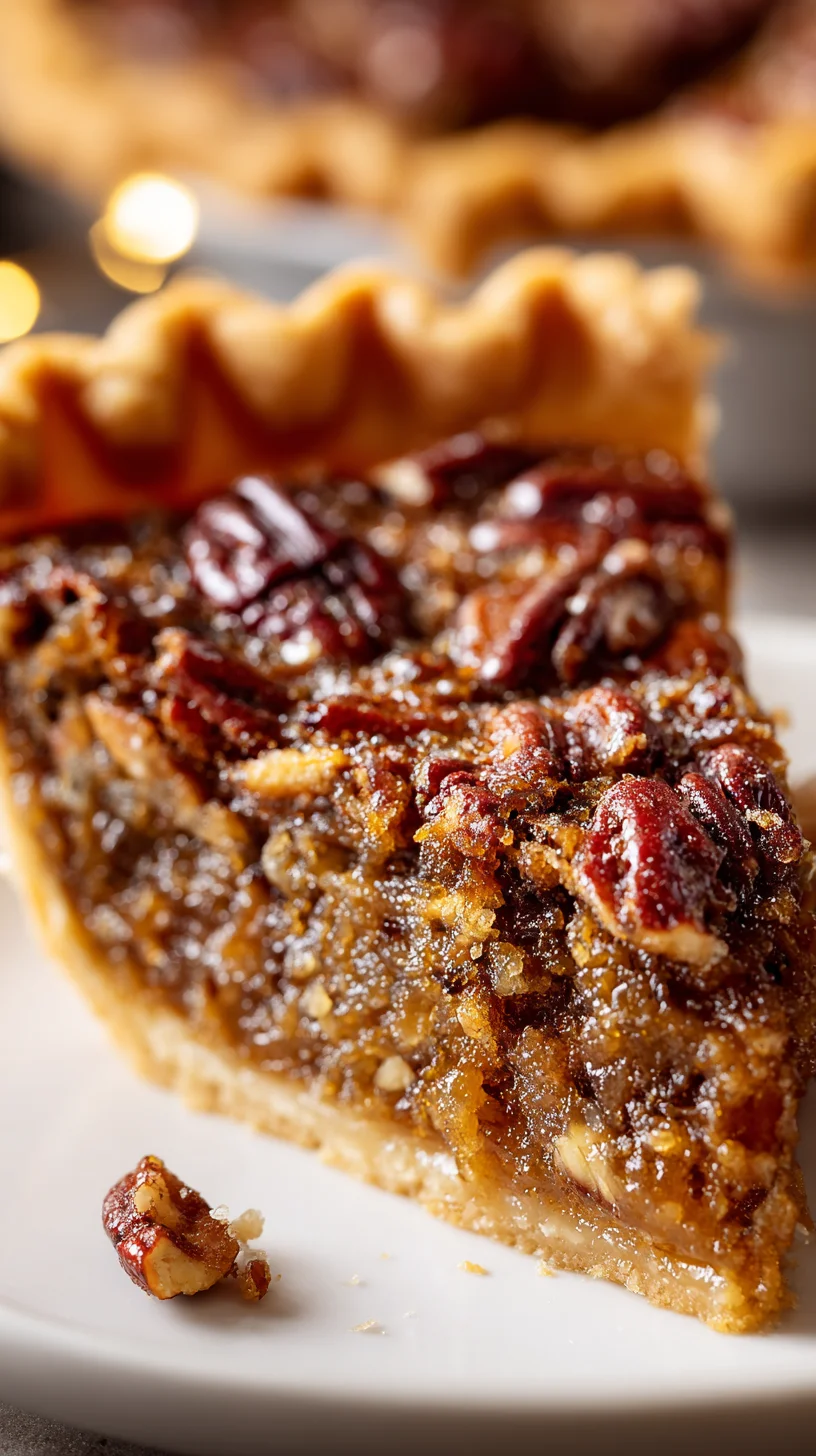 Slice of holiday maple pecan pie.