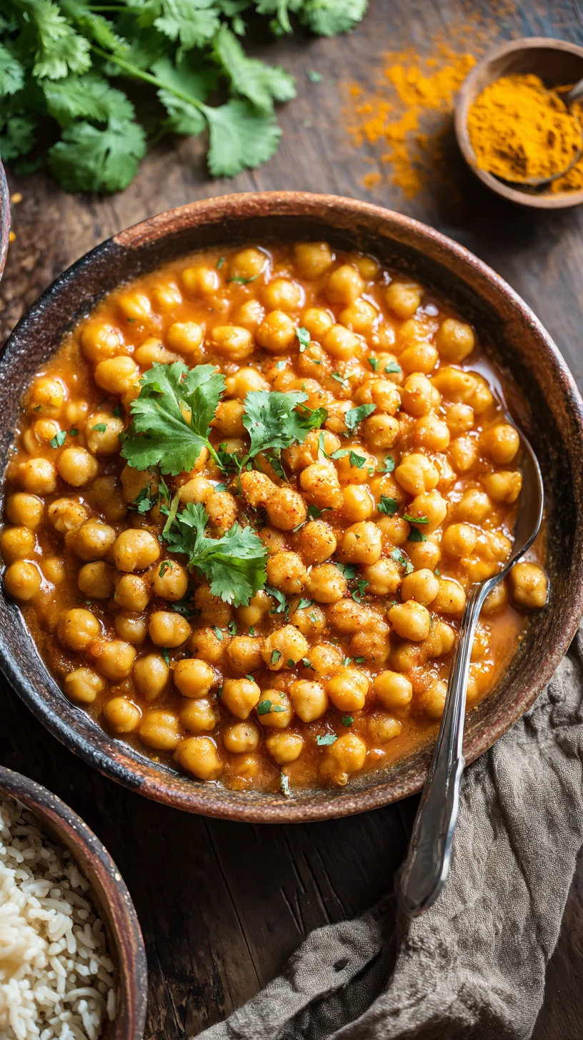 A plate of creamy vegan butter chickpeas.