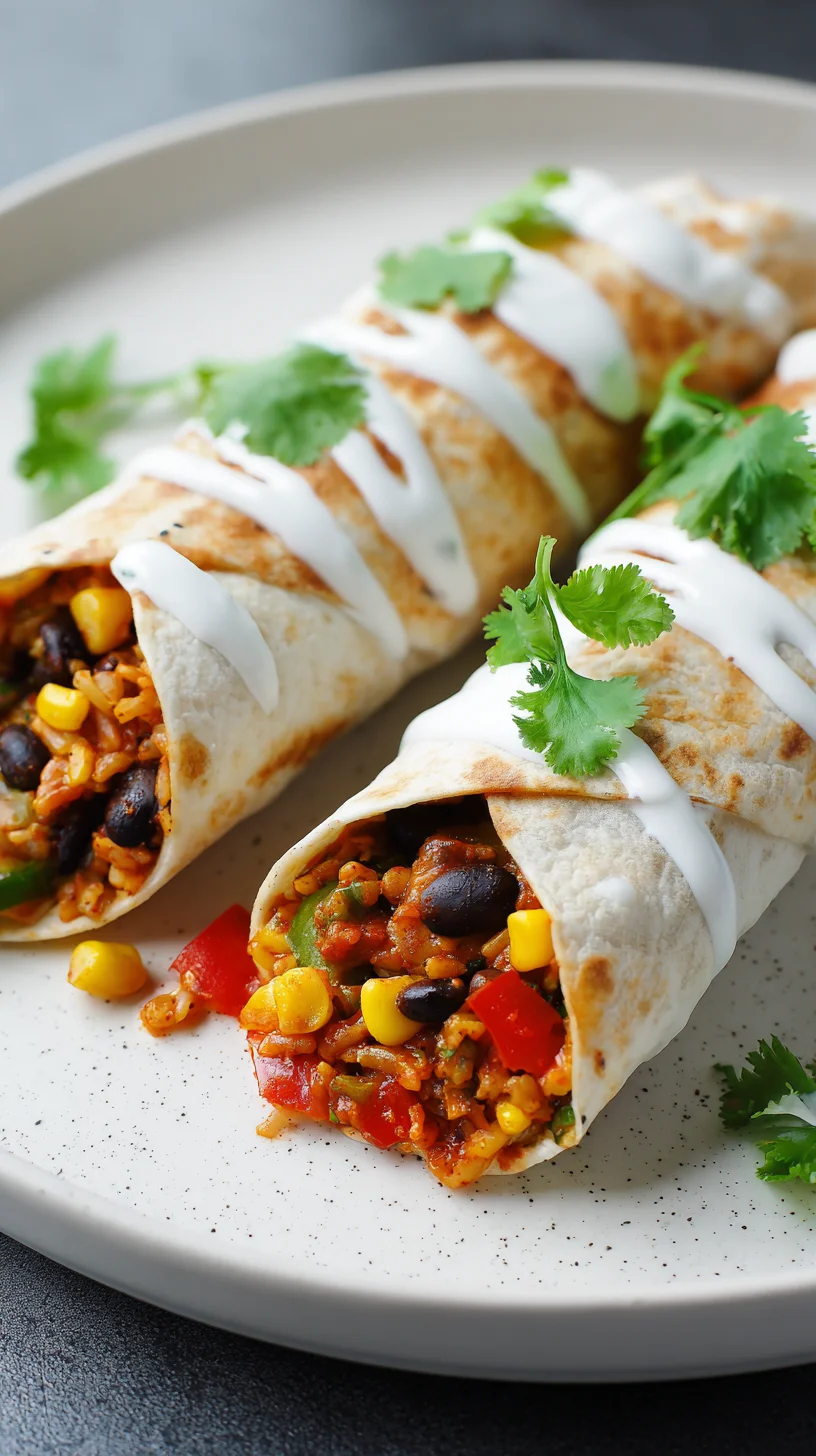 Vegan burrito wraps with vibrant filling. Vegan burrito wraps with vibrant filling.