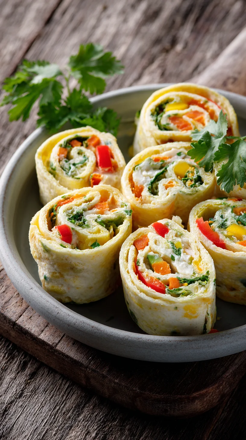 Fresh vegetable tortilla roll-ups.