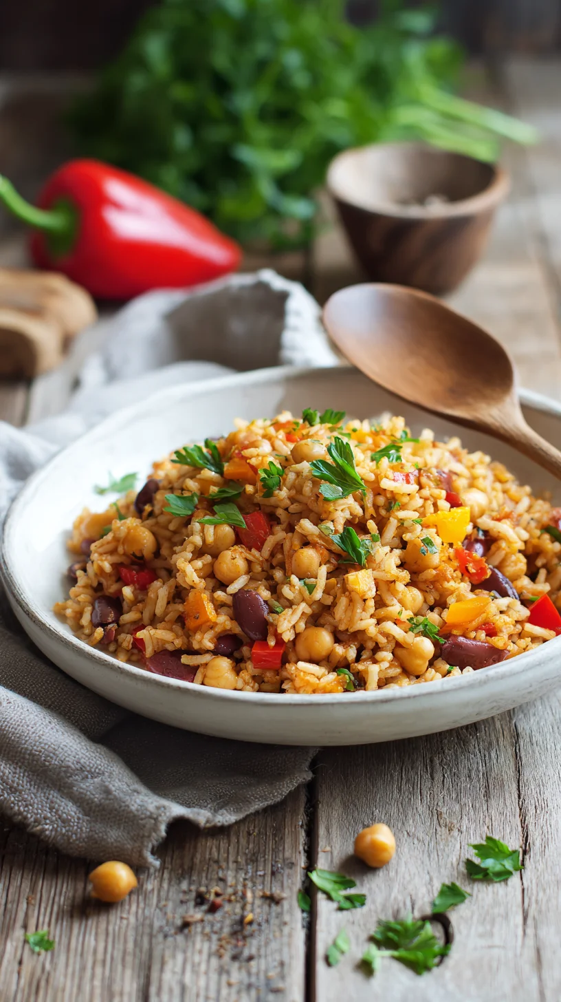 Bowl of healthy Mediterranean rice and beans. Bowl of healthy Mediterranean rice and beans.