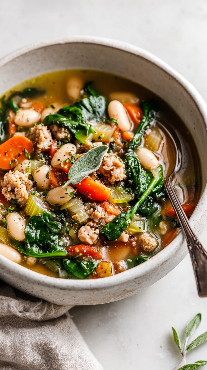 Bowl of Italian Sausage White Bean Soup. Bowl of Italian Sausage White Bean Soup.