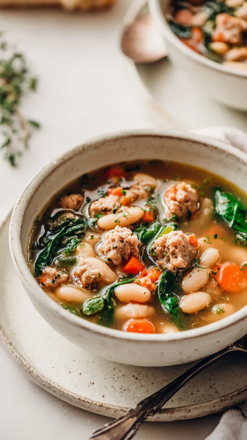 Hearty Italian sausage and white bean soup. Hearty Italian sausage and white bean soup.