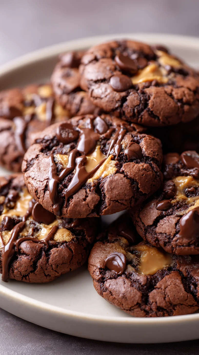 Brownie cookies with peanut butter swirls. Brownie cookies with peanut butter swirls.