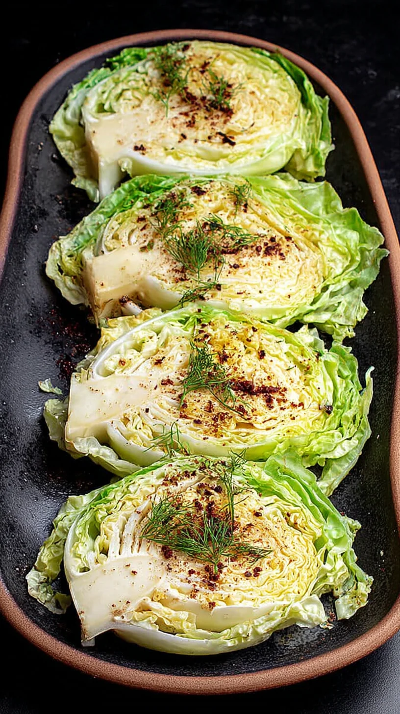 Pan of roasted cabbage steaks Pan of roasted cabbage steaks