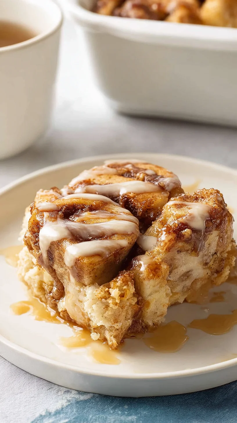Baked cinnamon roll French toast casserole.