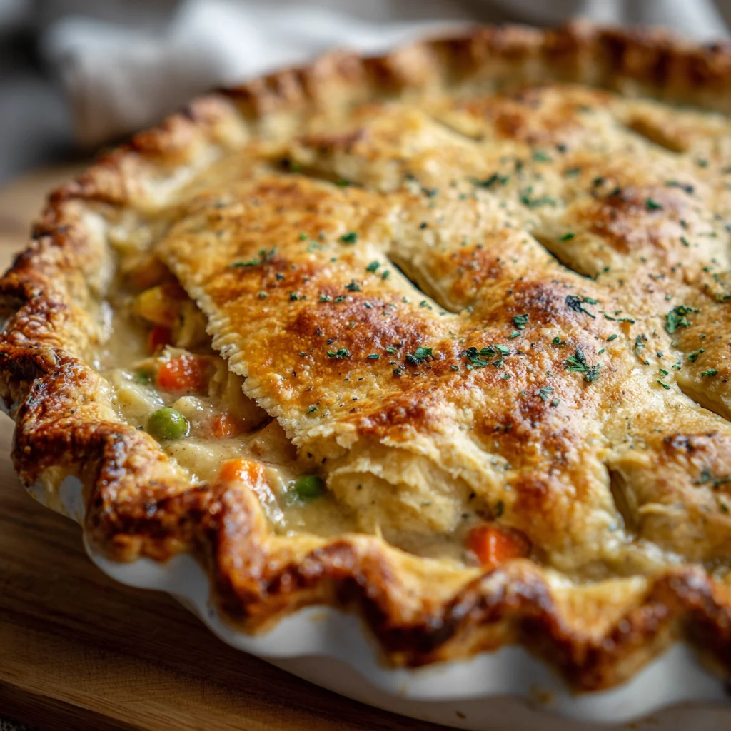 Flaky double crust chicken pot pie
