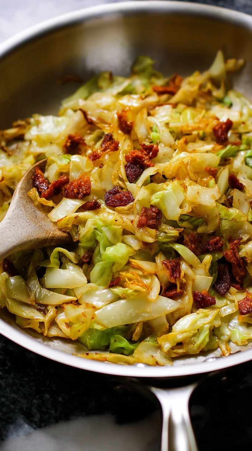 Golden-brown pan-fried cabbage.