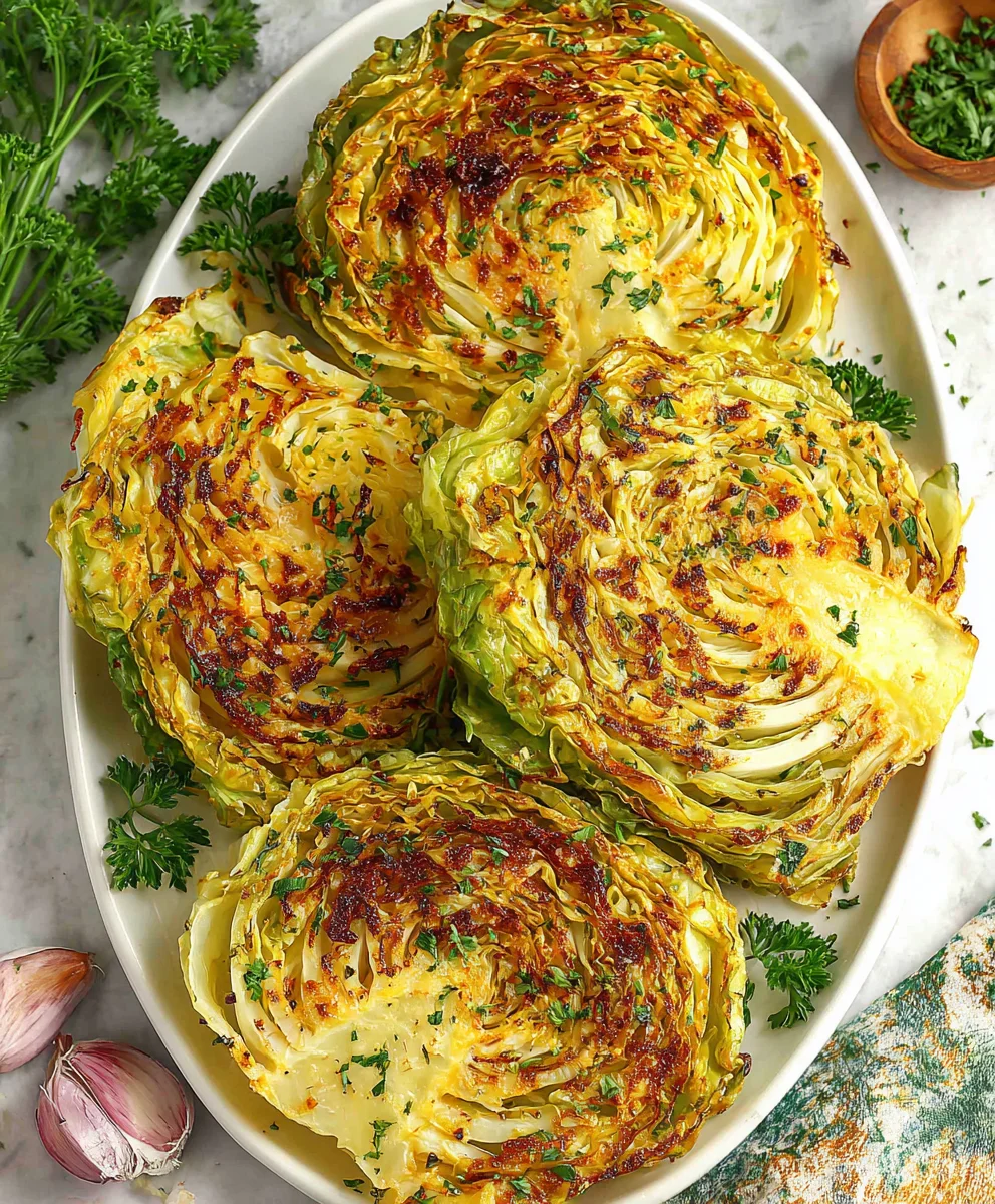 Savory Garlic Butter Roasted Cabbage Steaks