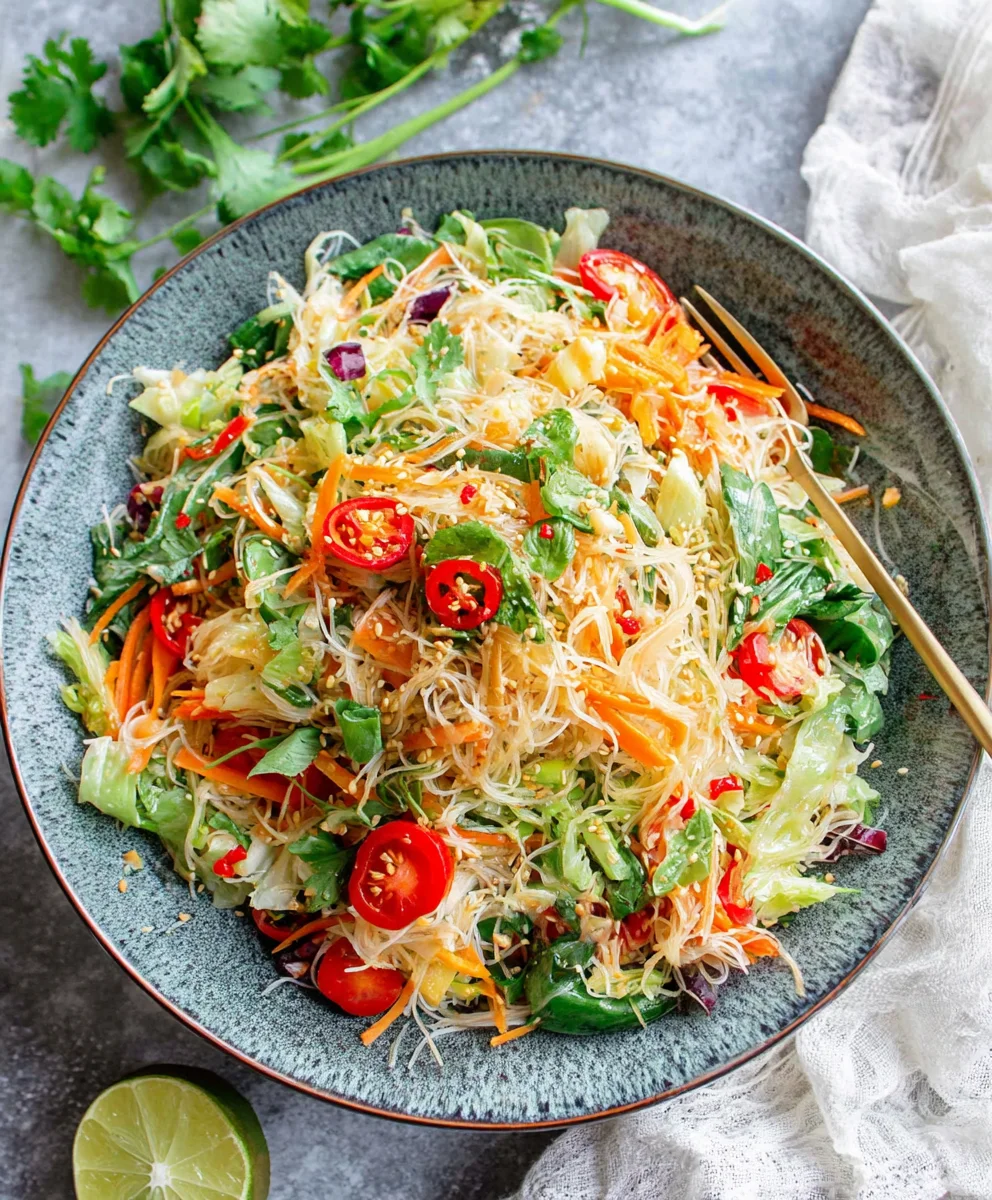 Spring Roll Salad with Spicy Ginger Dressing